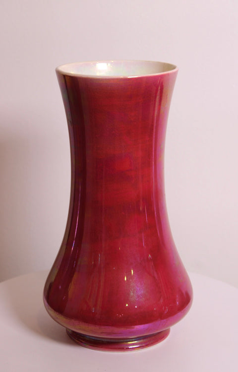 Iridescent Oxblood Art Pottery Vase