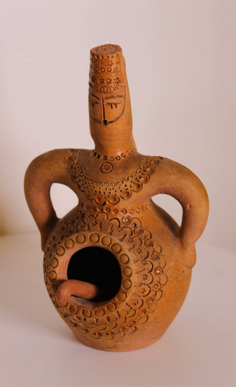 Terracotta Figure Vessel with Handles