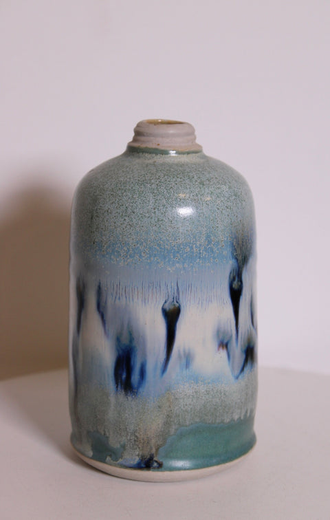 Signed Crystalline Drip Glaze Studio Pottery Bottle Vase