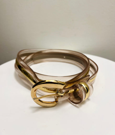 Clear and Gold-Tone Belt with Oval Buckle