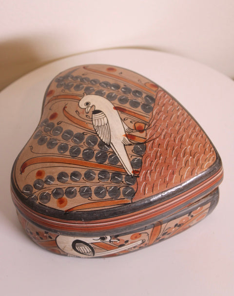 Heart Shaped Bird Painted Box