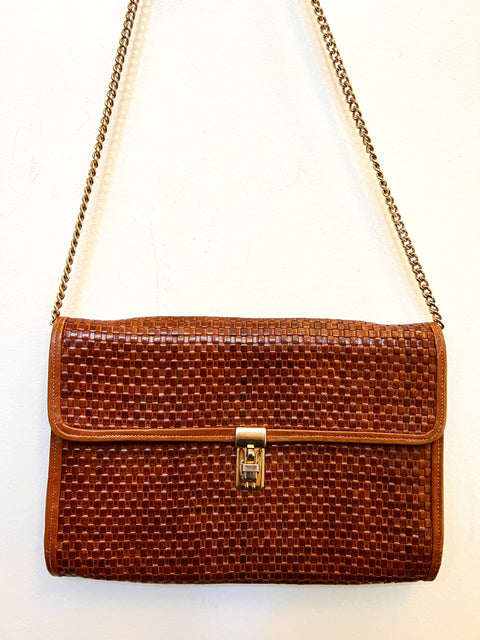 Brown Woven Shoulder Bag in Rodo Style — product detail