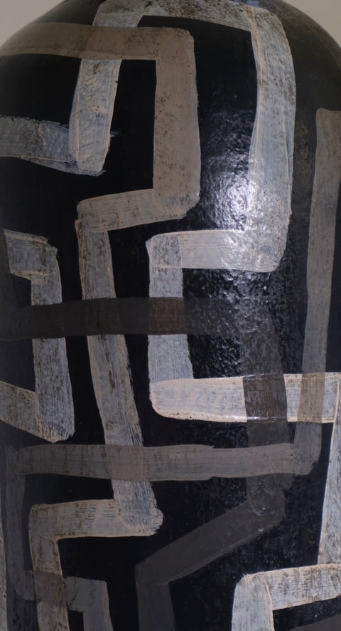 “Grid Line” Abstract Vase (Black Version)