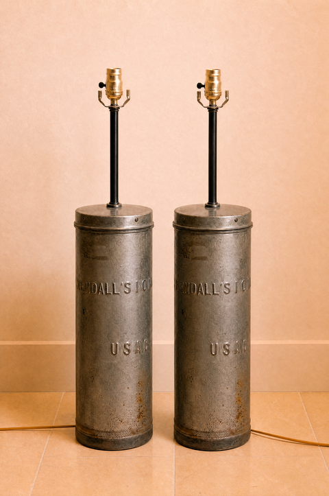 Pair of Kendall's Industrial Metal Canister Lamps