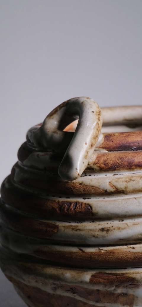 Vintage Coil Brown and Cream Glaze  Studio Pot