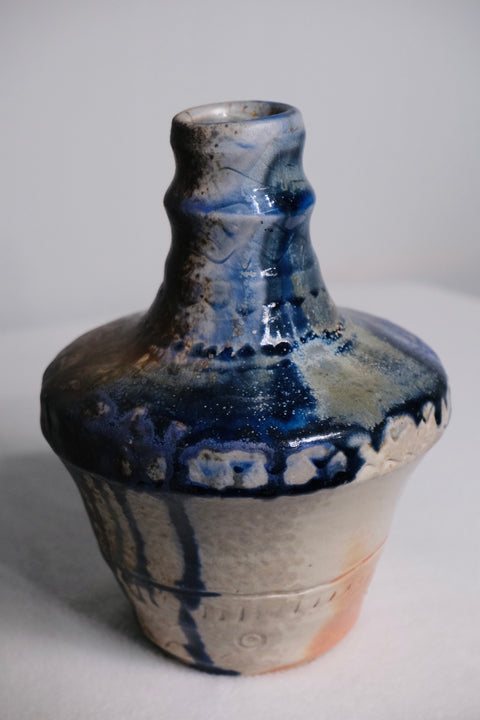Small Blue Drip Bud Vase