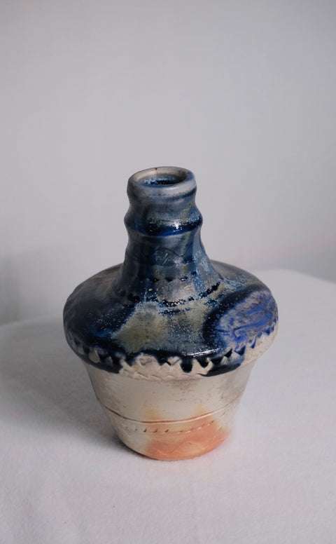 Small Blue Drip Bud Vase
