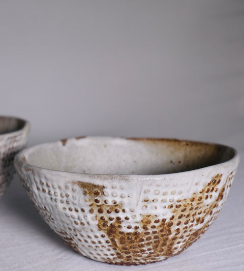 Cream Glazed Japanese Bowls (Pair)