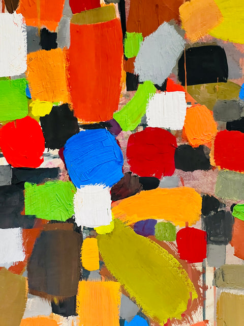 Original Jae Carmichael Framed Abstract Painting – Vintage Colorfield Wall Art