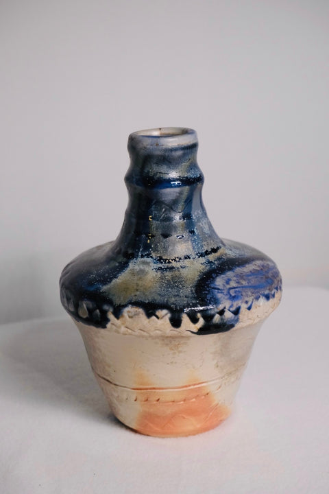 Small Blue Drip Bud Vase
