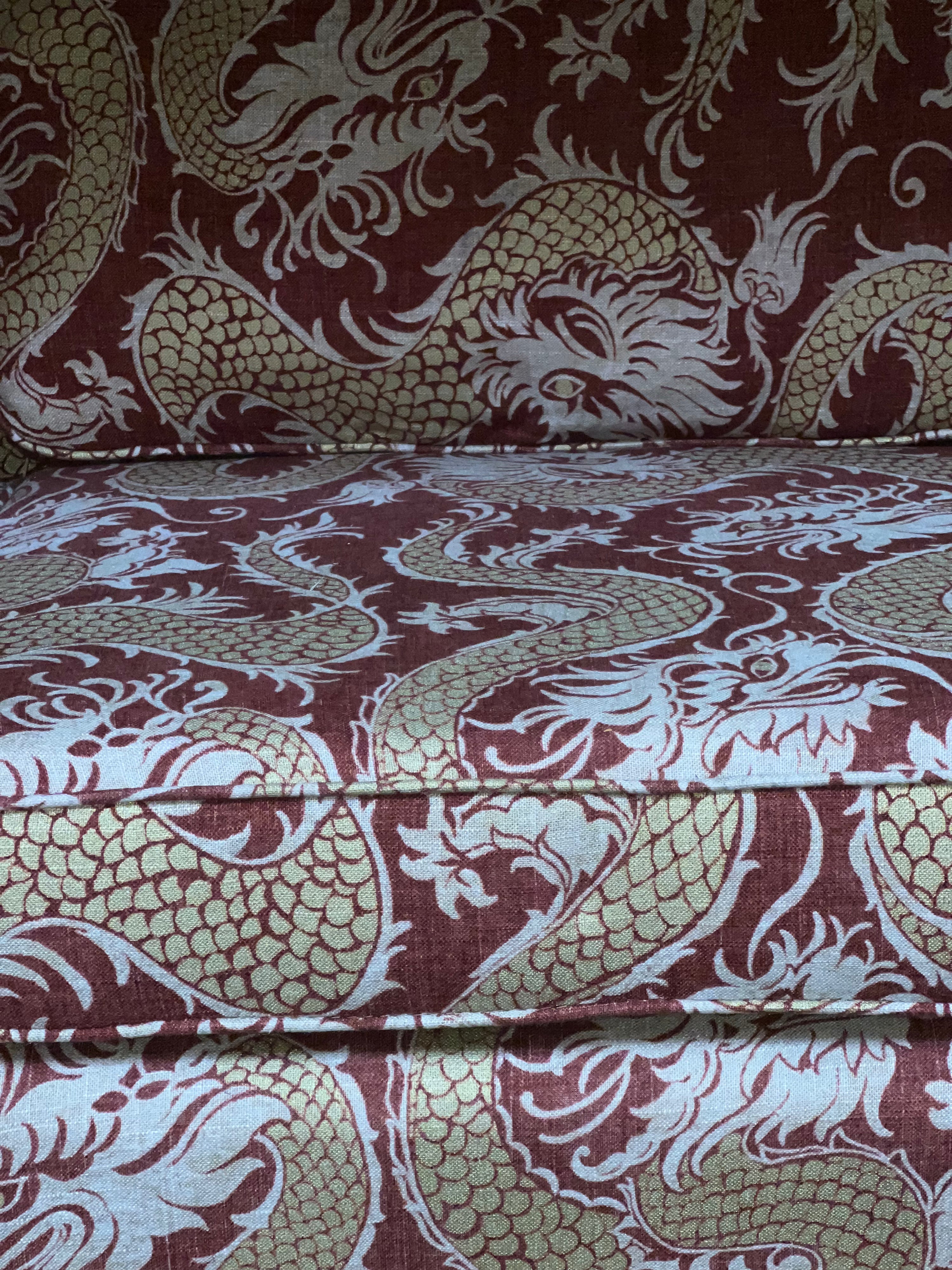 Vintage Hollywood Regency Reupholstered Linen Couch (SOLD)