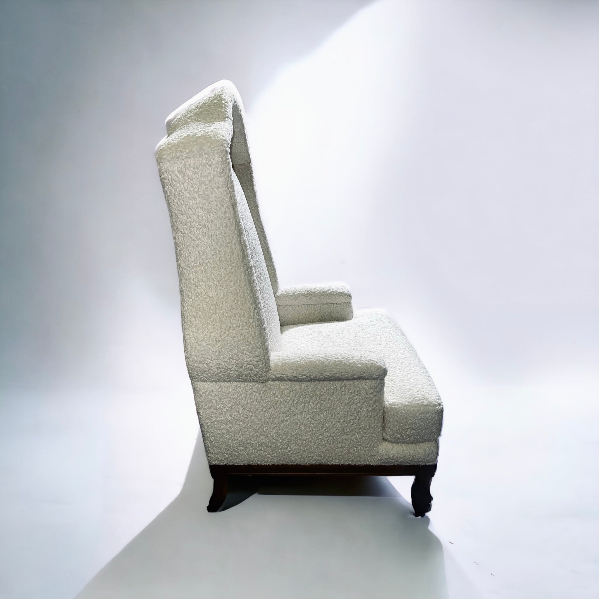 Cream Bouclé Hollywood Regency Hooded Chair (Vintage)
