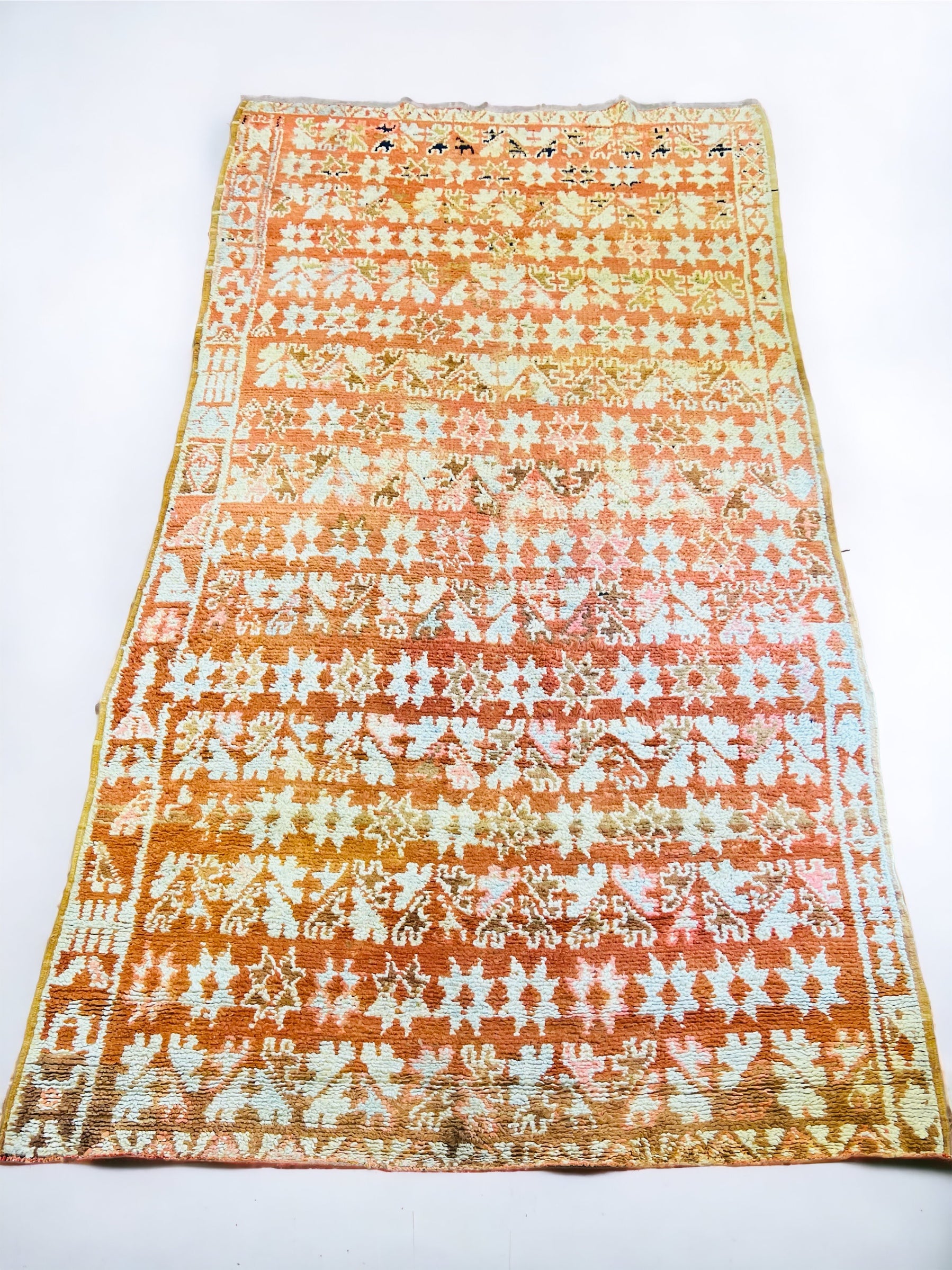 Traditional Moroccan Orange Wool Area Rug