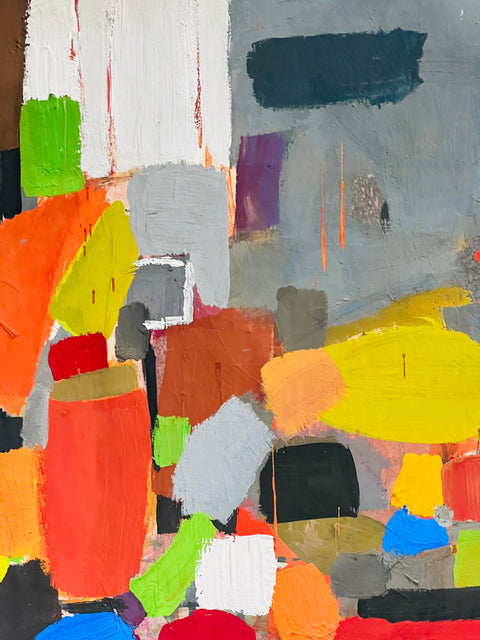 Original Jae Carmichael Framed Abstract Painting – Vintage Colorfield Wall Art