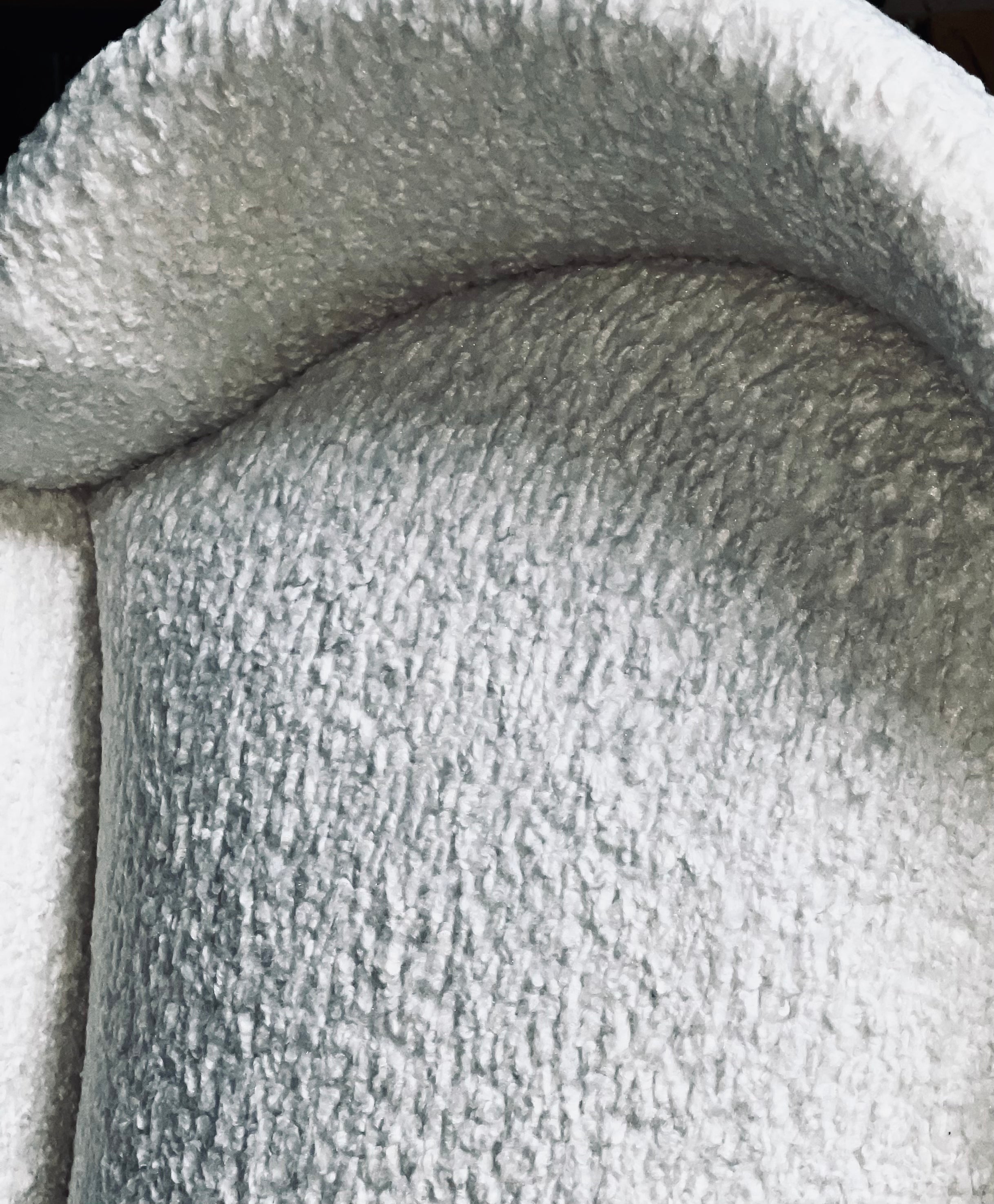 Cream Bouclé Hollywood Regency Hooded Chair (Vintage)