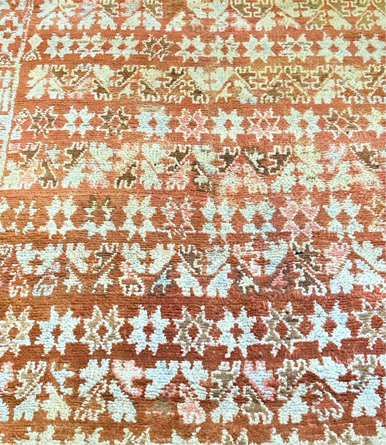 Traditional Moroccan Orange Wool Area Rug