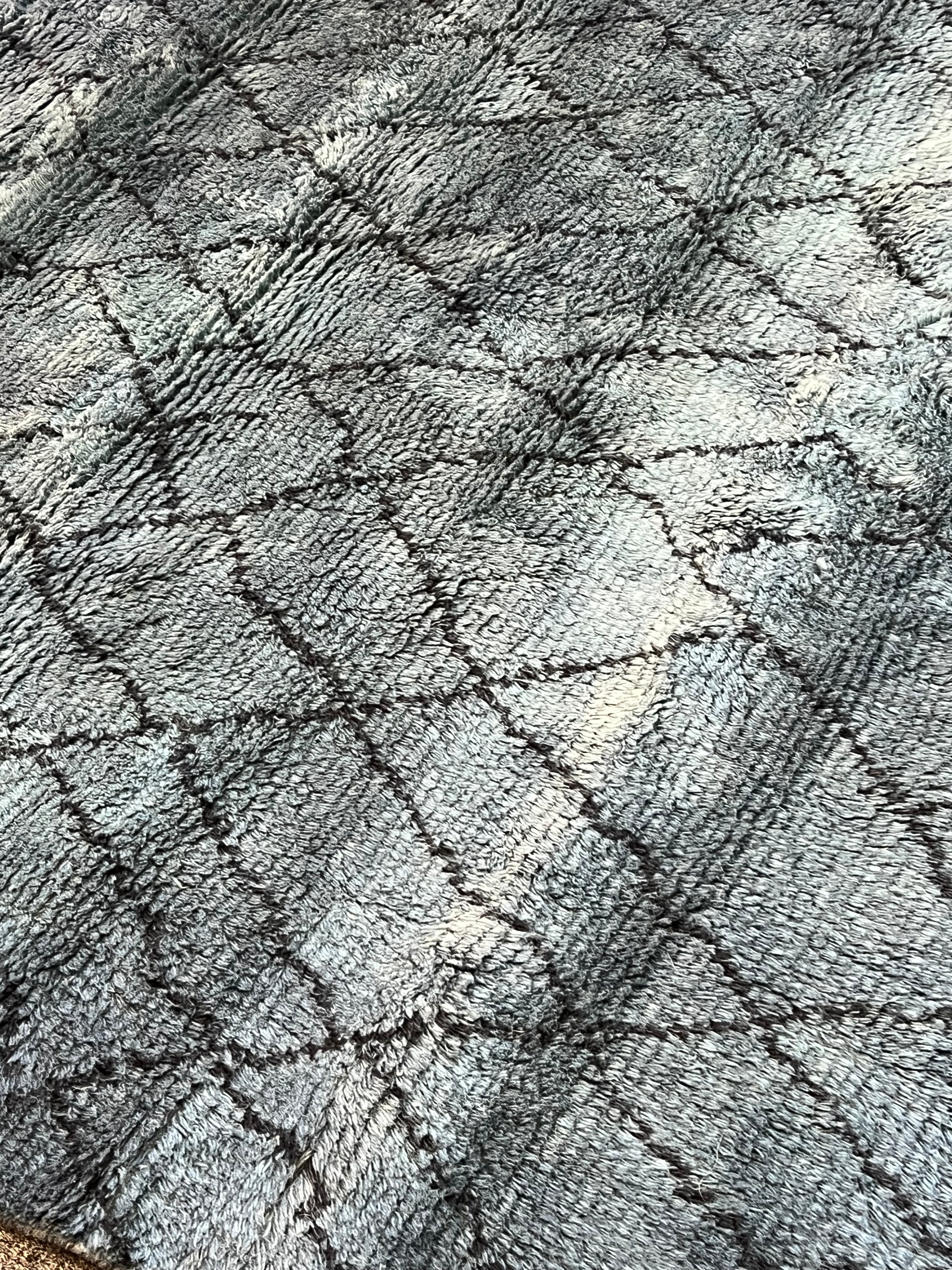 Blue Hand-knotted Moroccan Area Rug