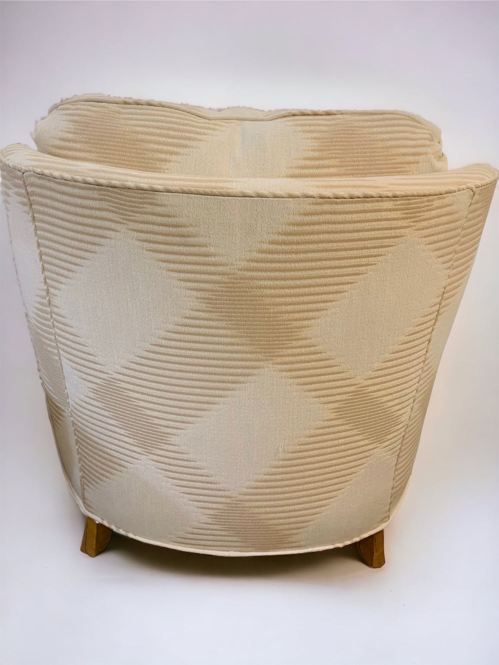 Cream Ivory Plaid 1940s Club Chairs (pair)