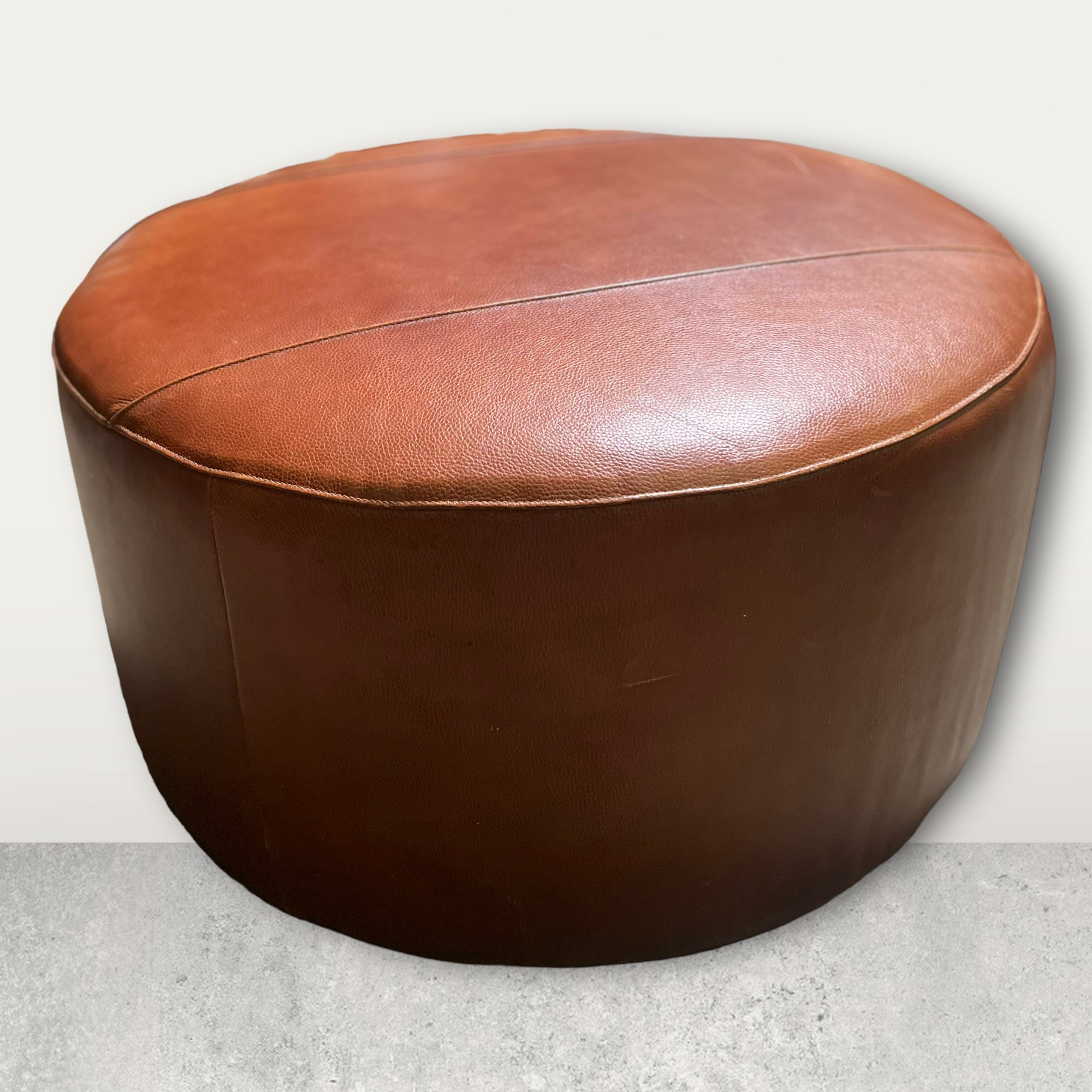 Chestnut Leather Ottoman