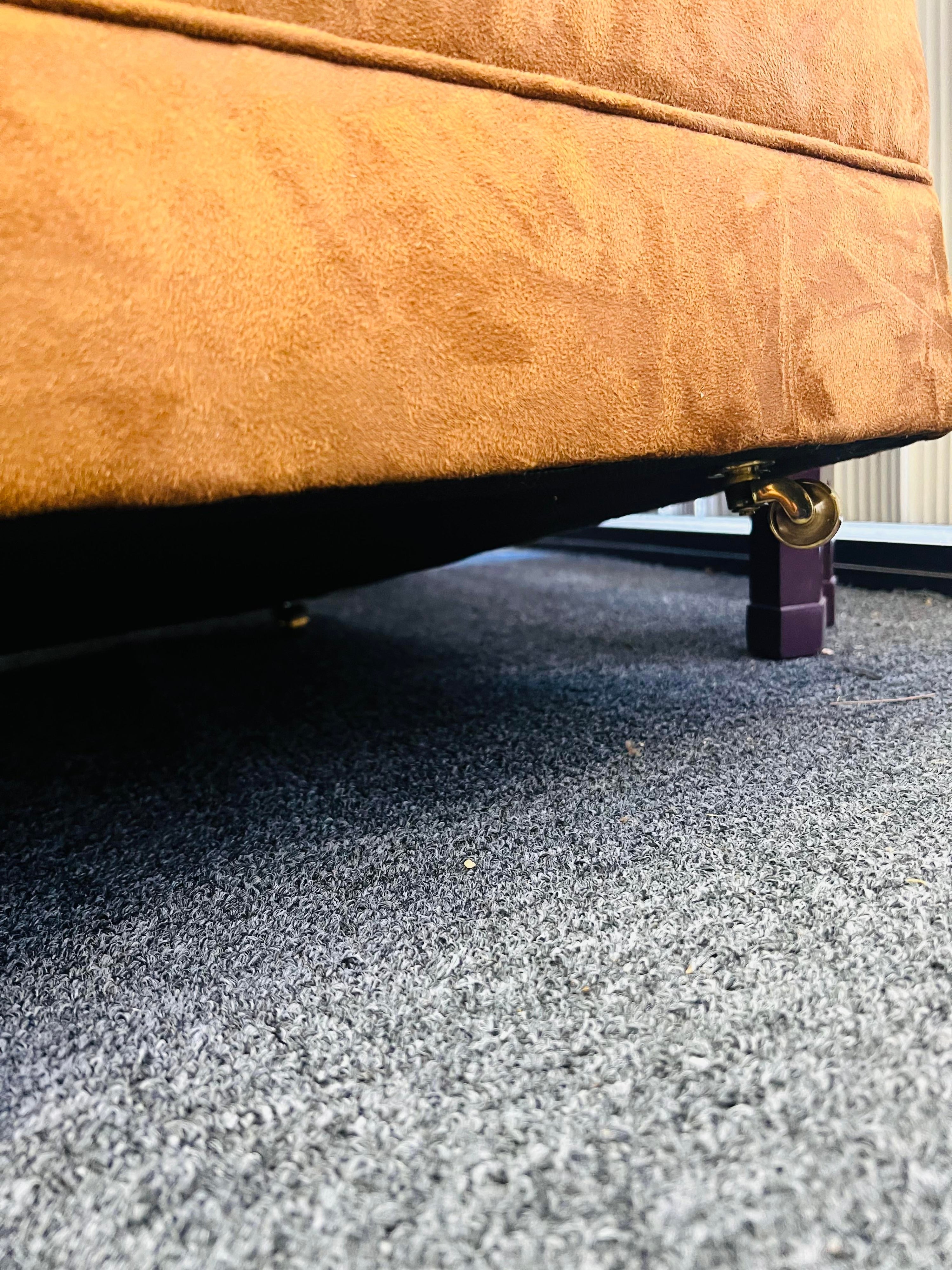 1960s Biscuit Trigger Carmel Ultra Suede Ottomans (Pair)(VINTAGE)