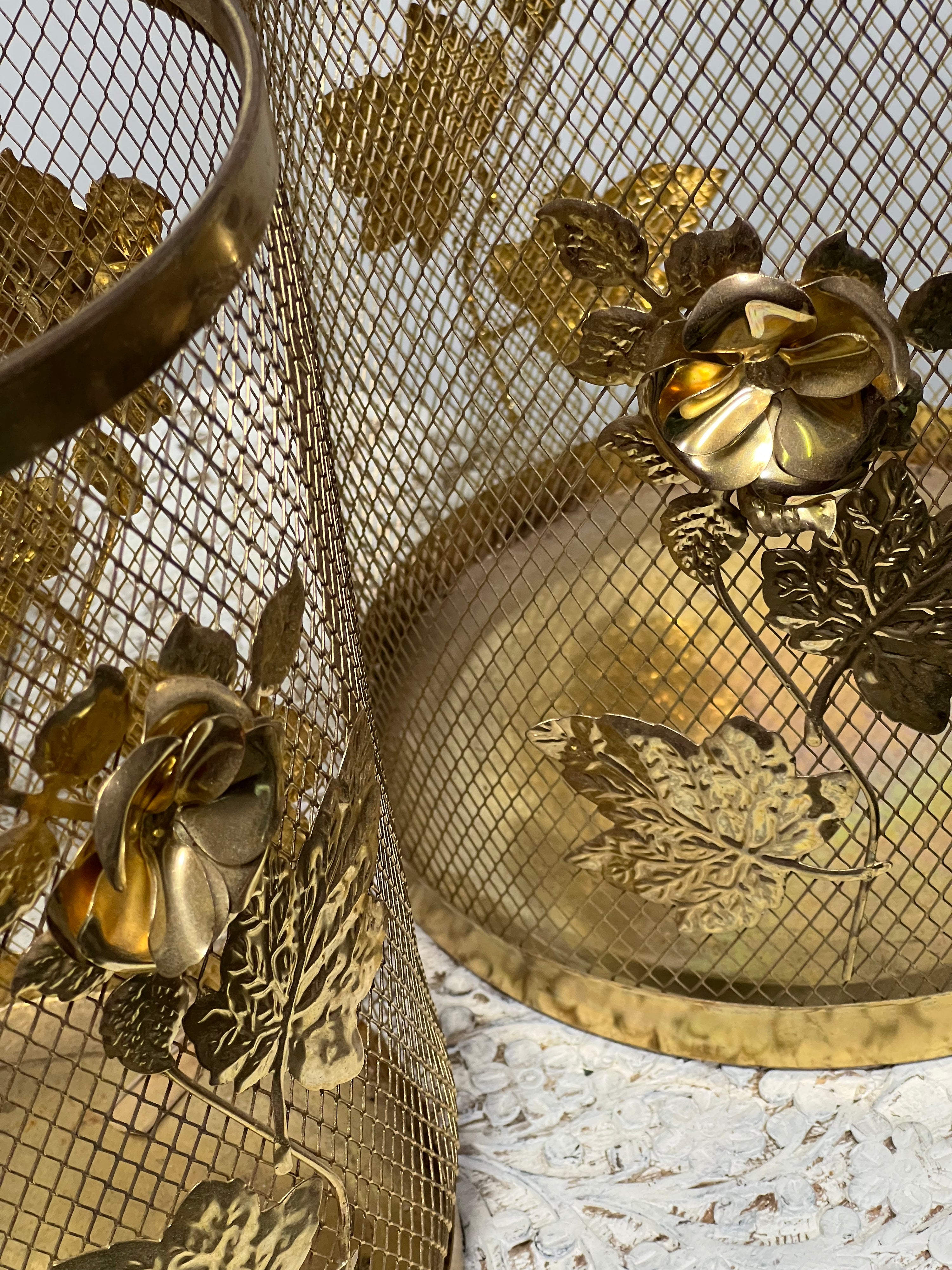 Brass Floral Trash Cans (SOLD)