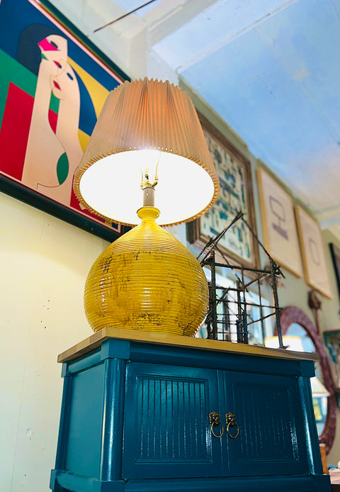 Vintage Yellow Glazed MCM Lamp