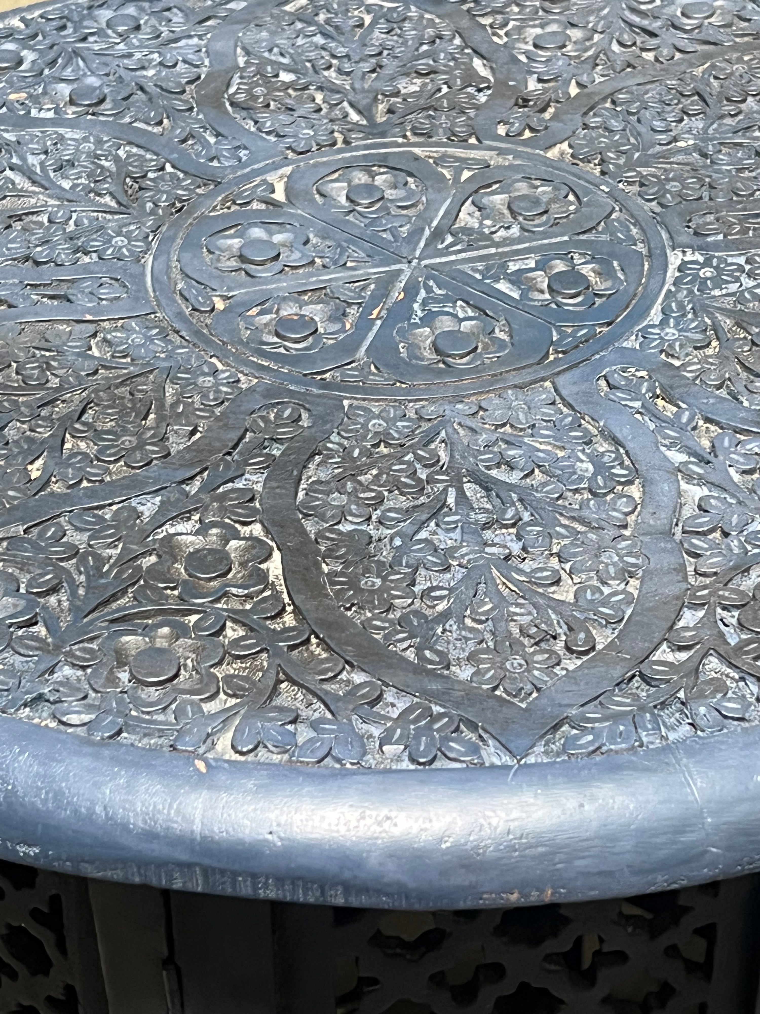 Indian Wood Carved Side Table