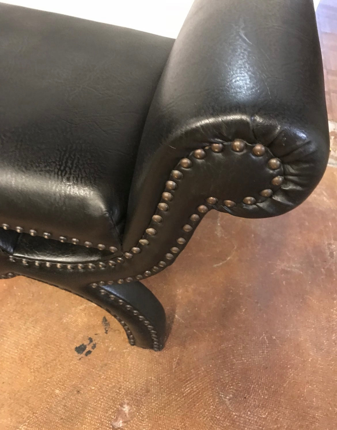 Black Vintage Vinyl Ottoman/Stool (Vintage)