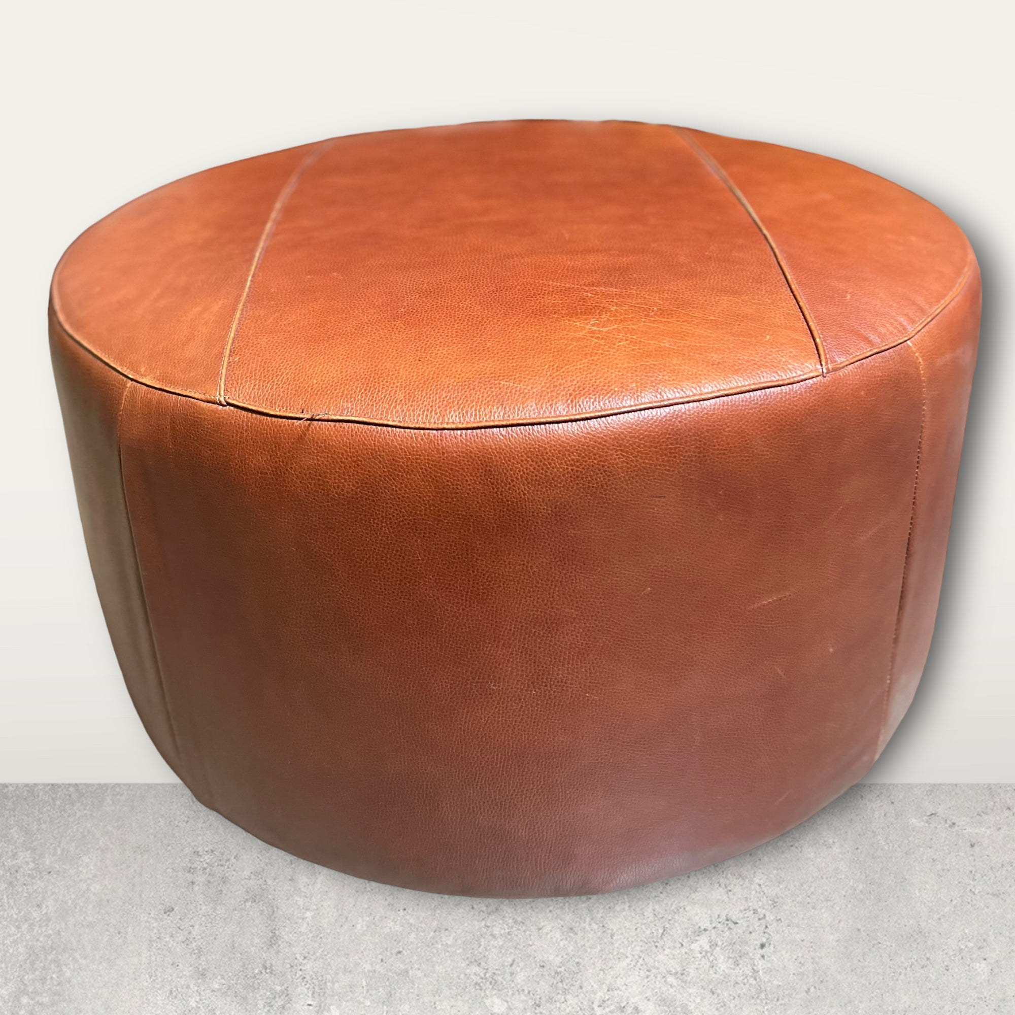 Chestnut Leather Ottoman