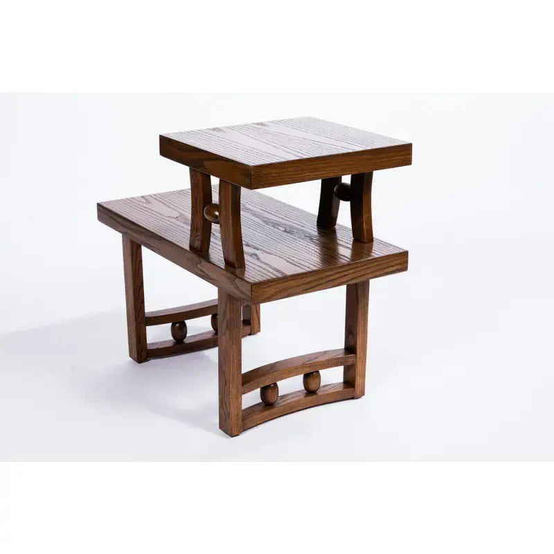 Vintage Oak Step Side Tables (Pair)