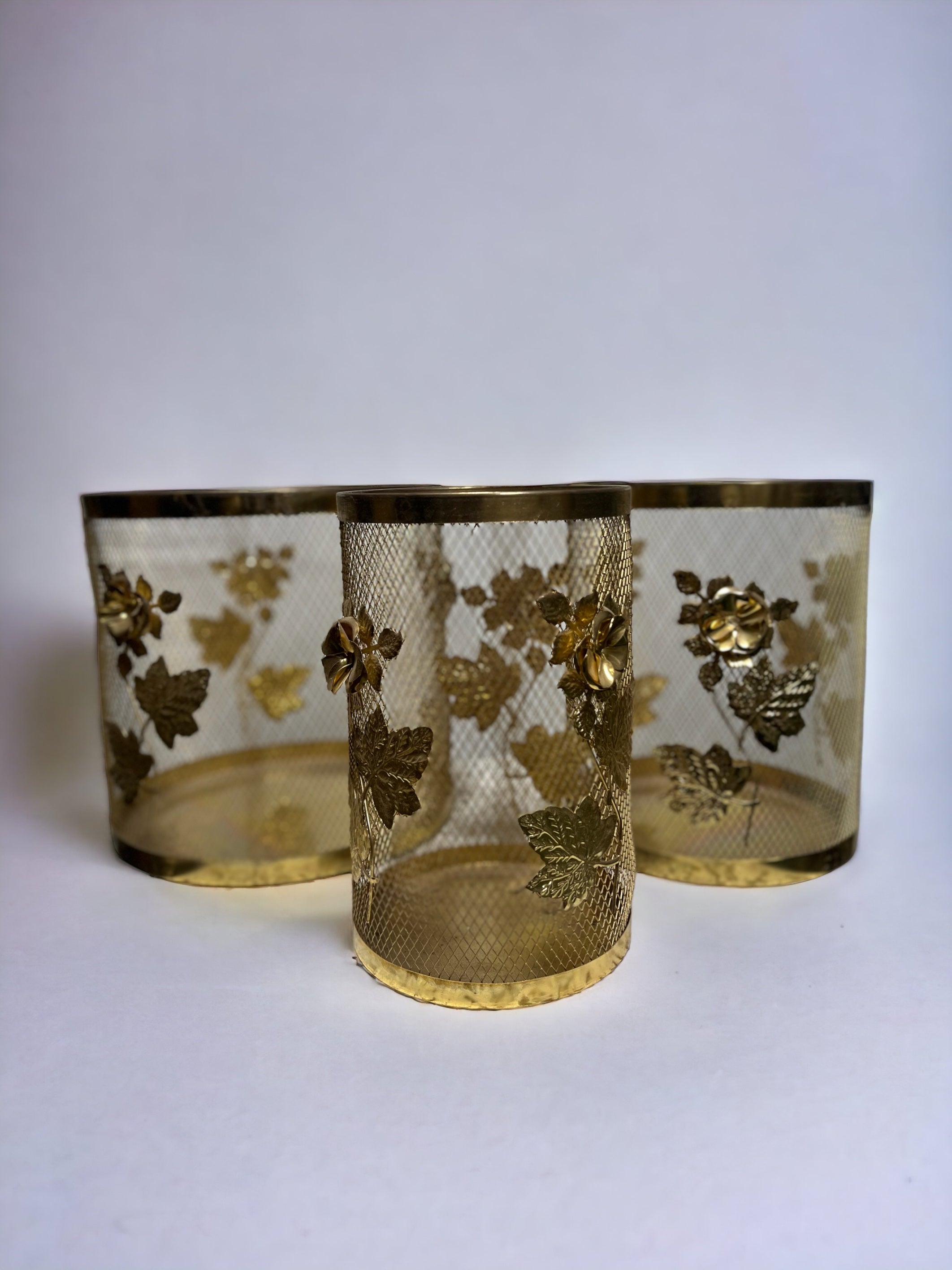 Brass Floral Trash Cans (SOLD)