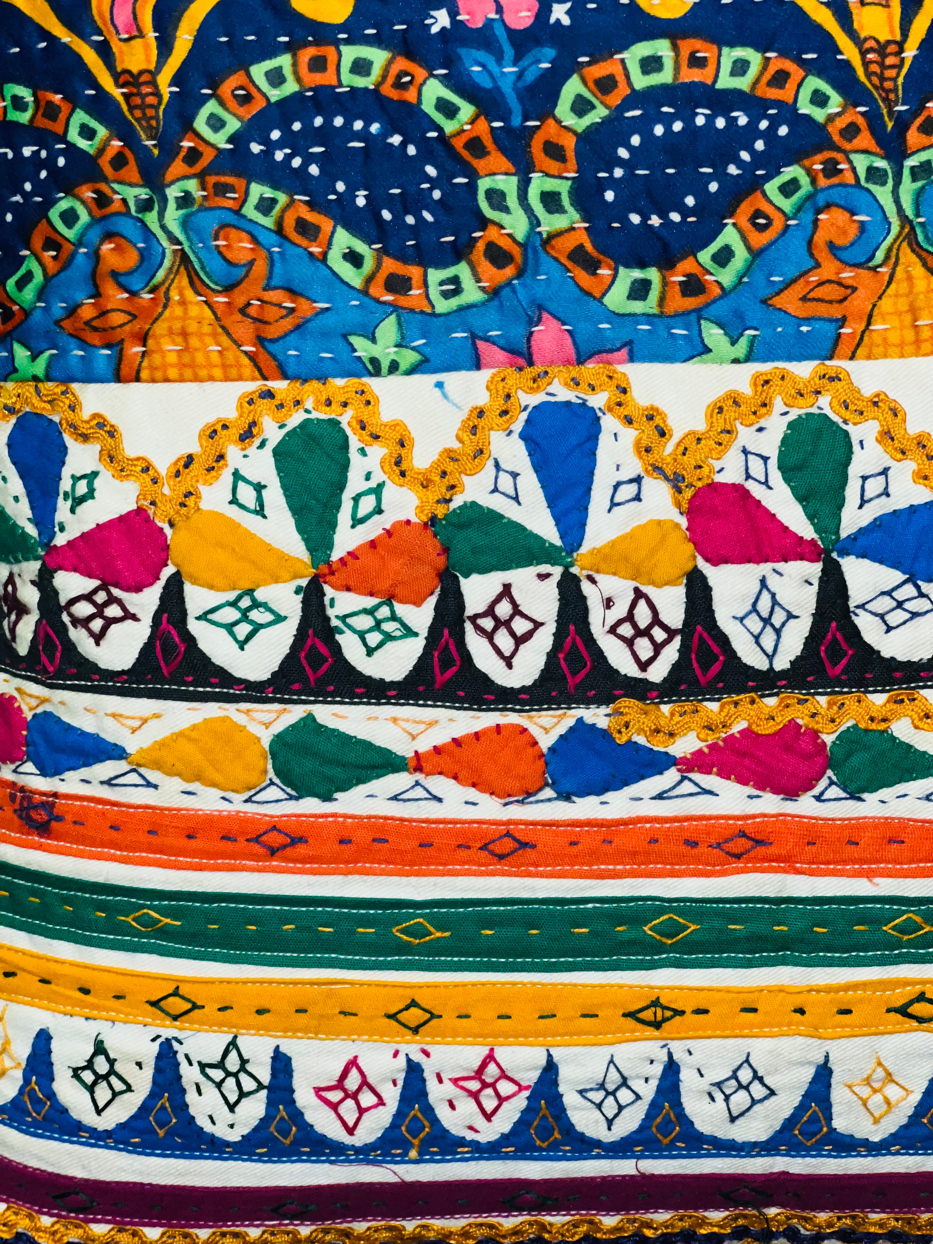Bright Dual Kantha Cloth Pillow