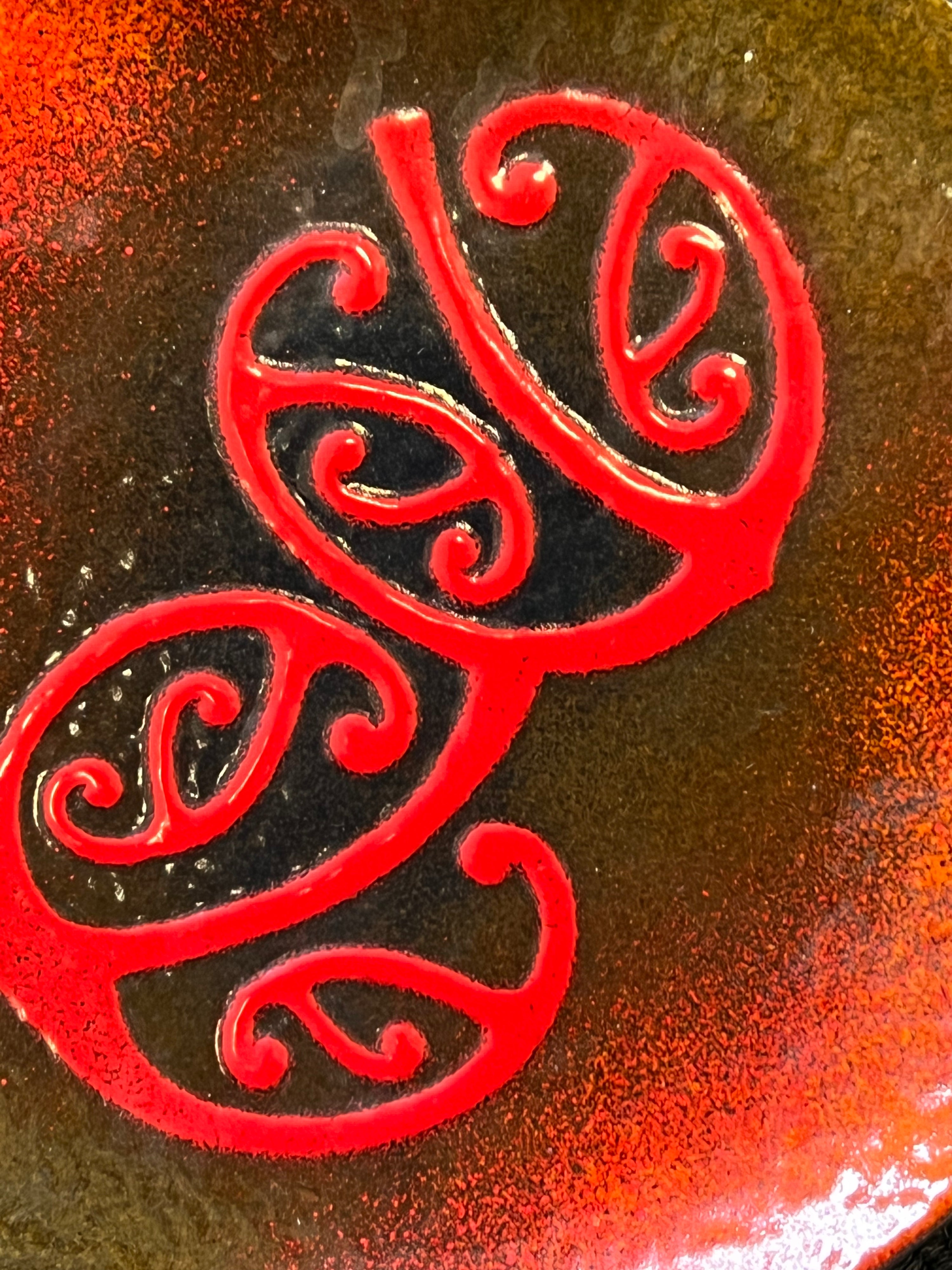 MCM Red Leaf Abstract Enamel (Pair)