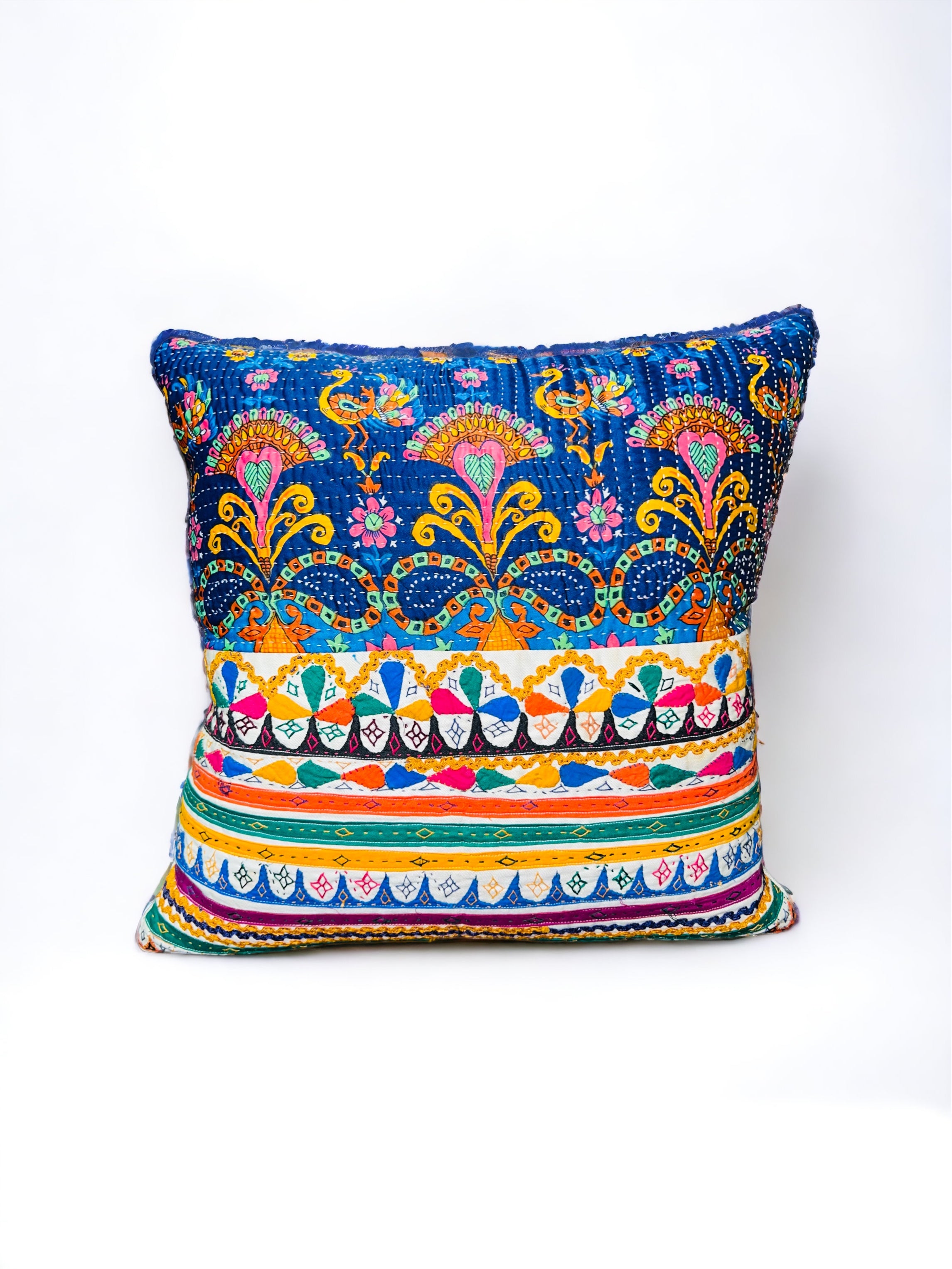 Bright Dual Kantha Cloth Pillow