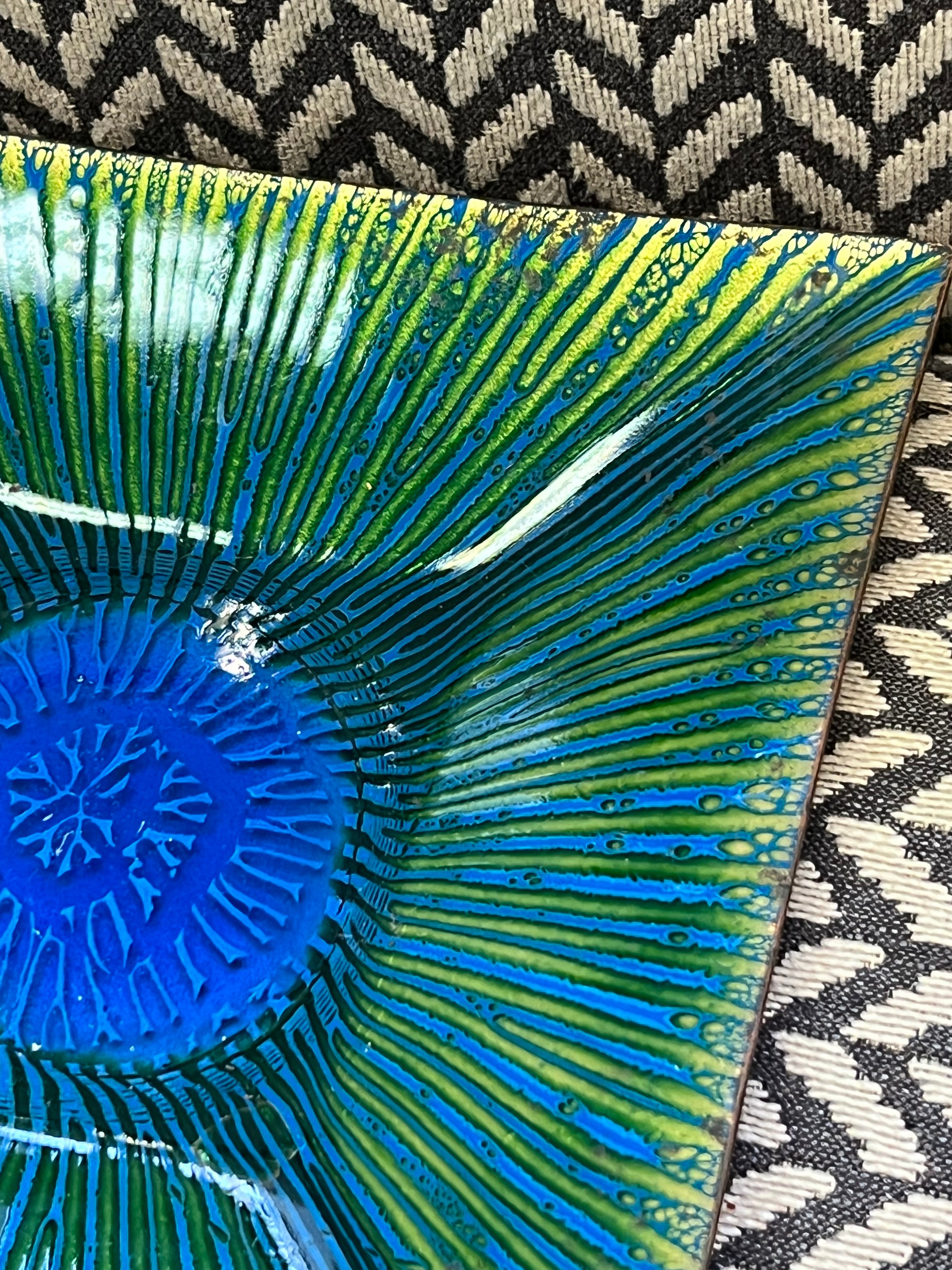 “Annemarie Davidson” Blue And Gold Ghostline Square Dish