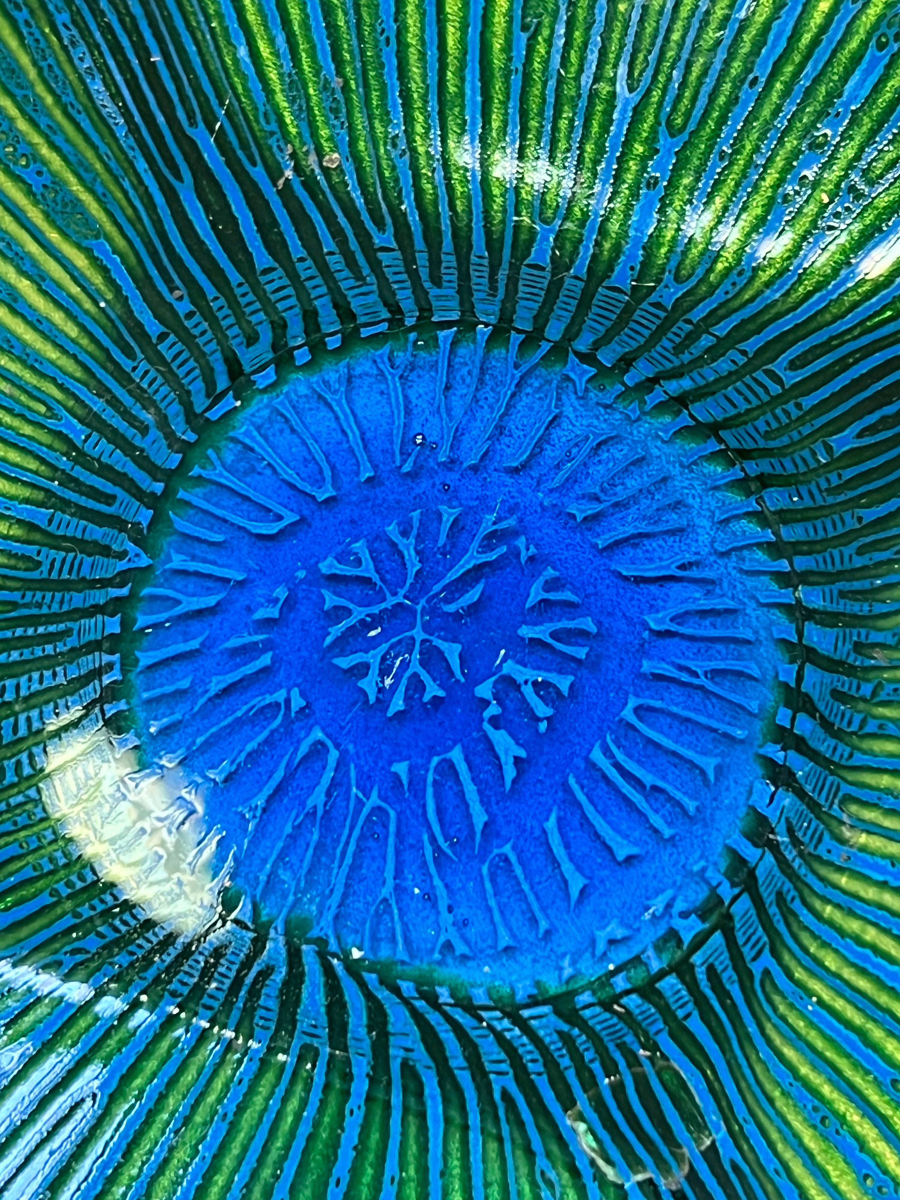 “Annemarie Davidson” Blue And Gold Ghostline Square Dish