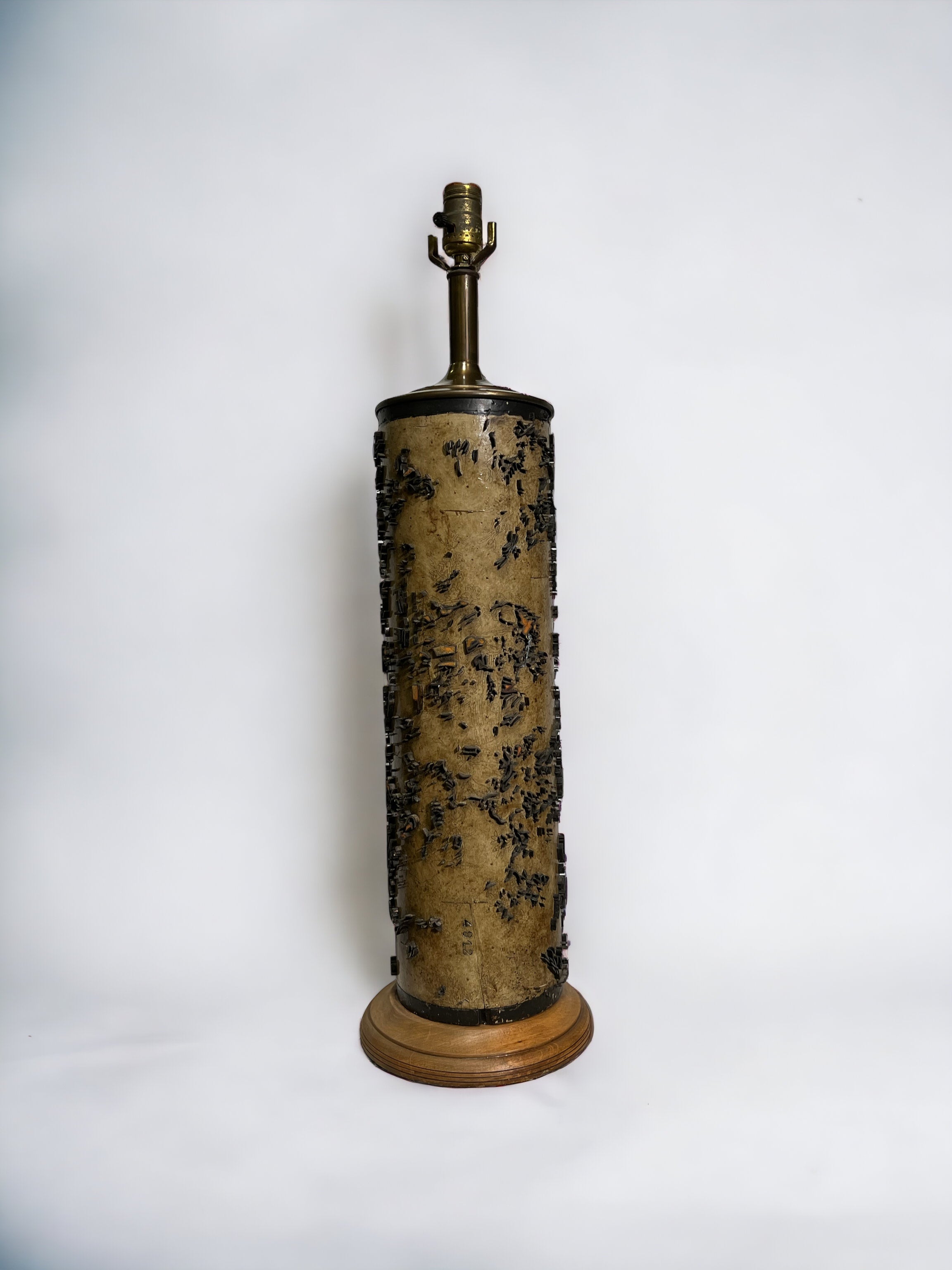 Brown Floral Wooden Wallpaper Roller Lamp