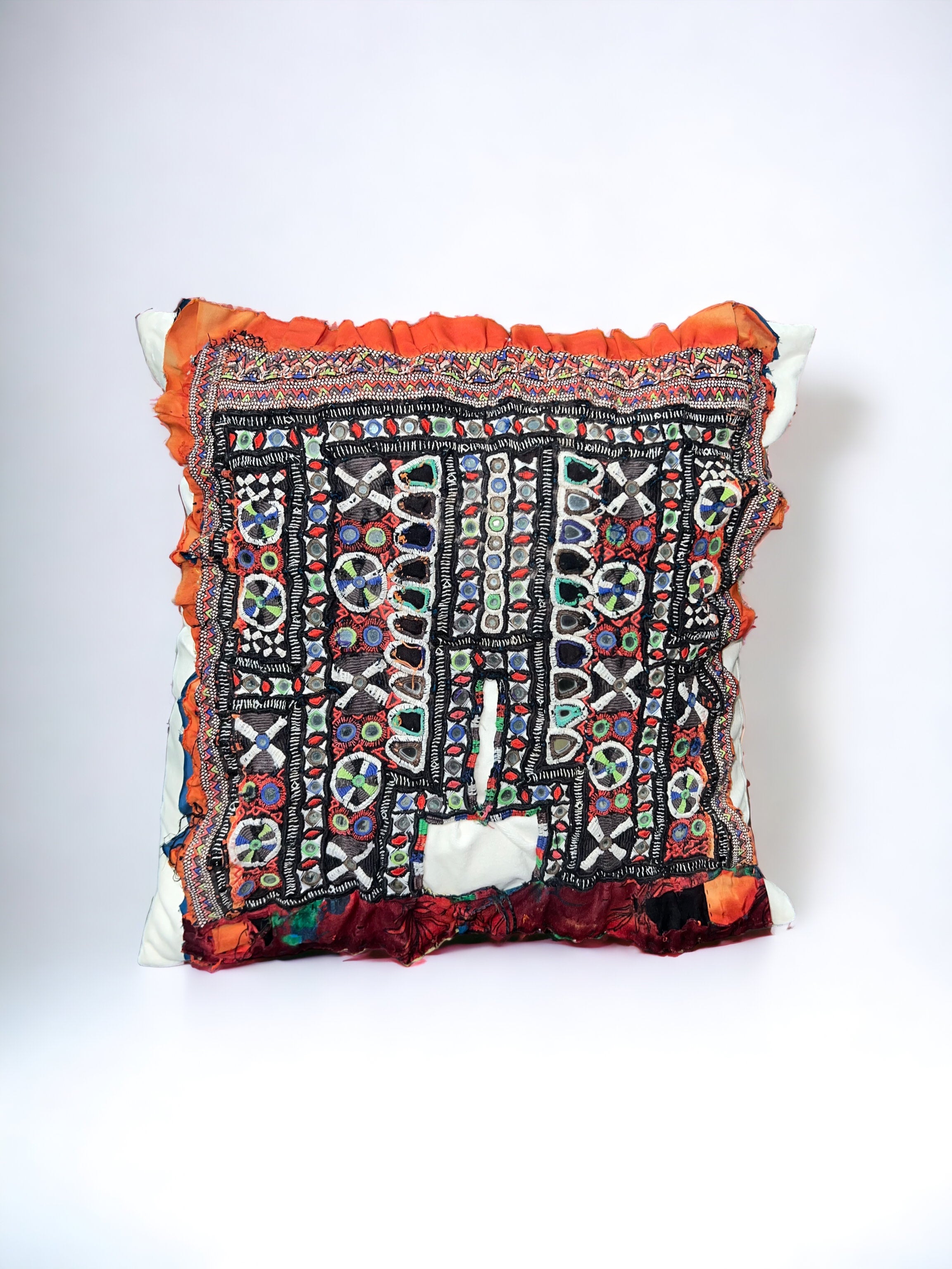 Orange Embellished Thai Pillow