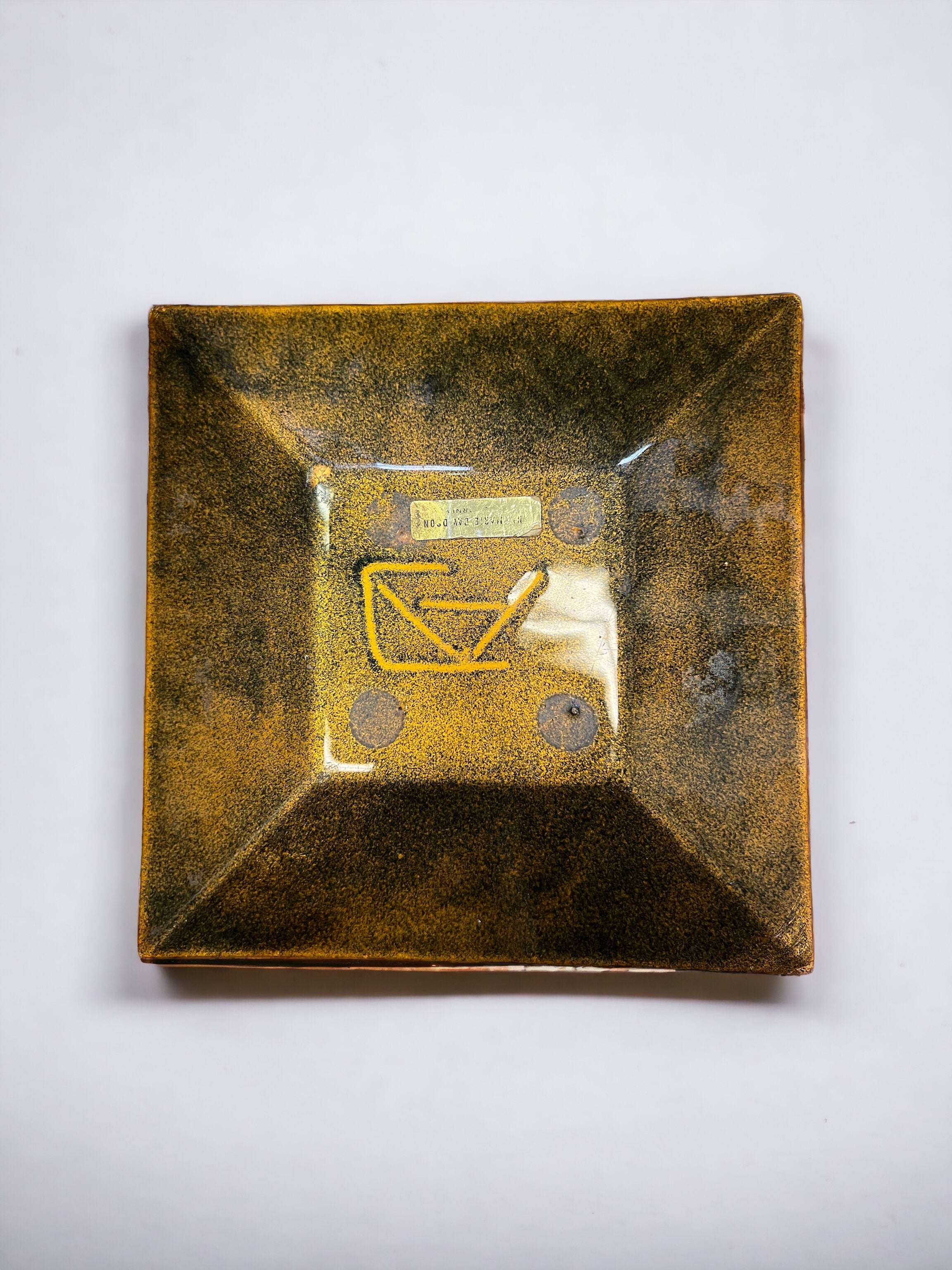 “Annemarie Davidson” Blue And Gold Ghostline Square Dish