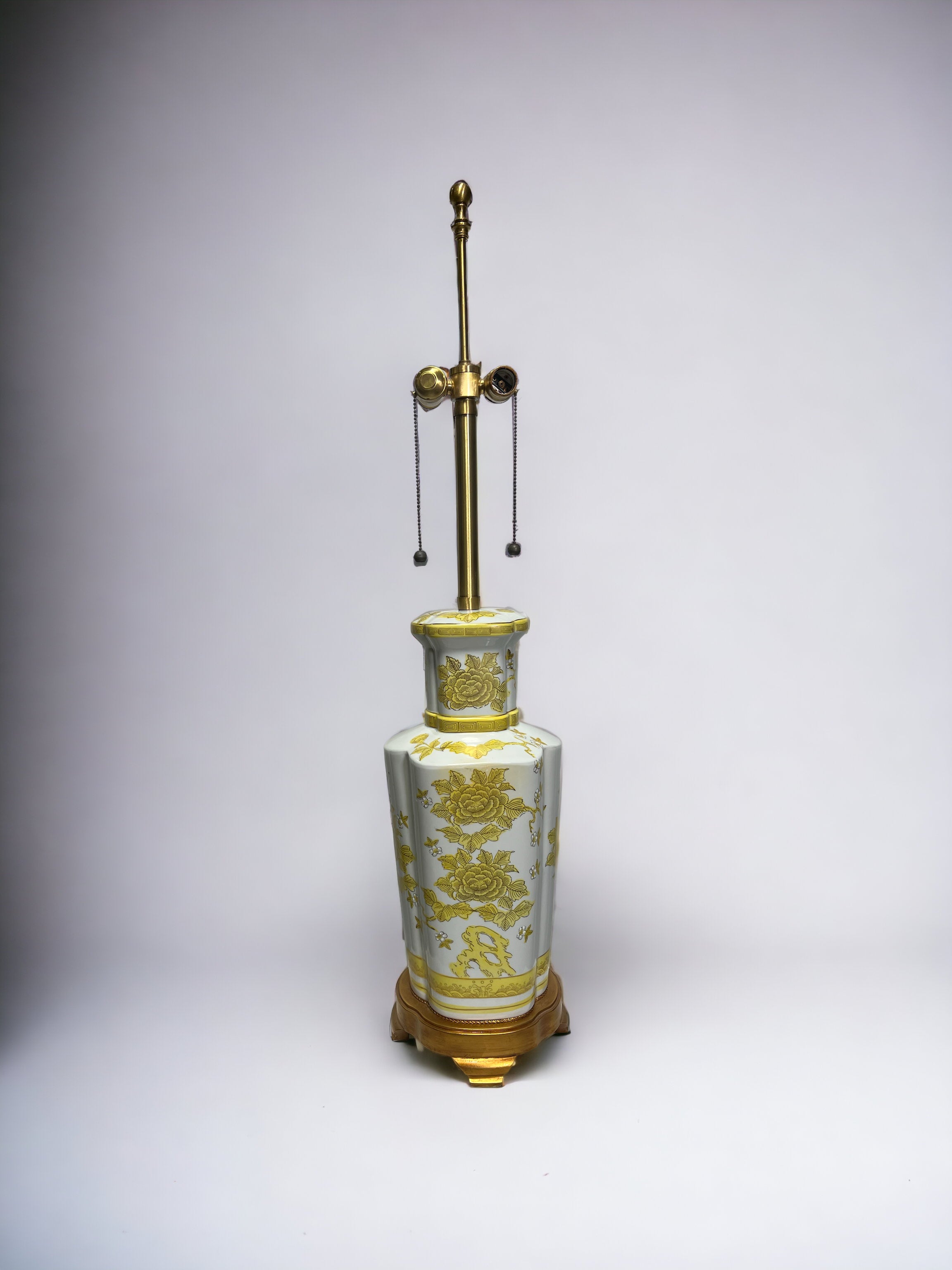 1950s Yellow / Gold Sheen Chinoiserie Lamp (SOLD)