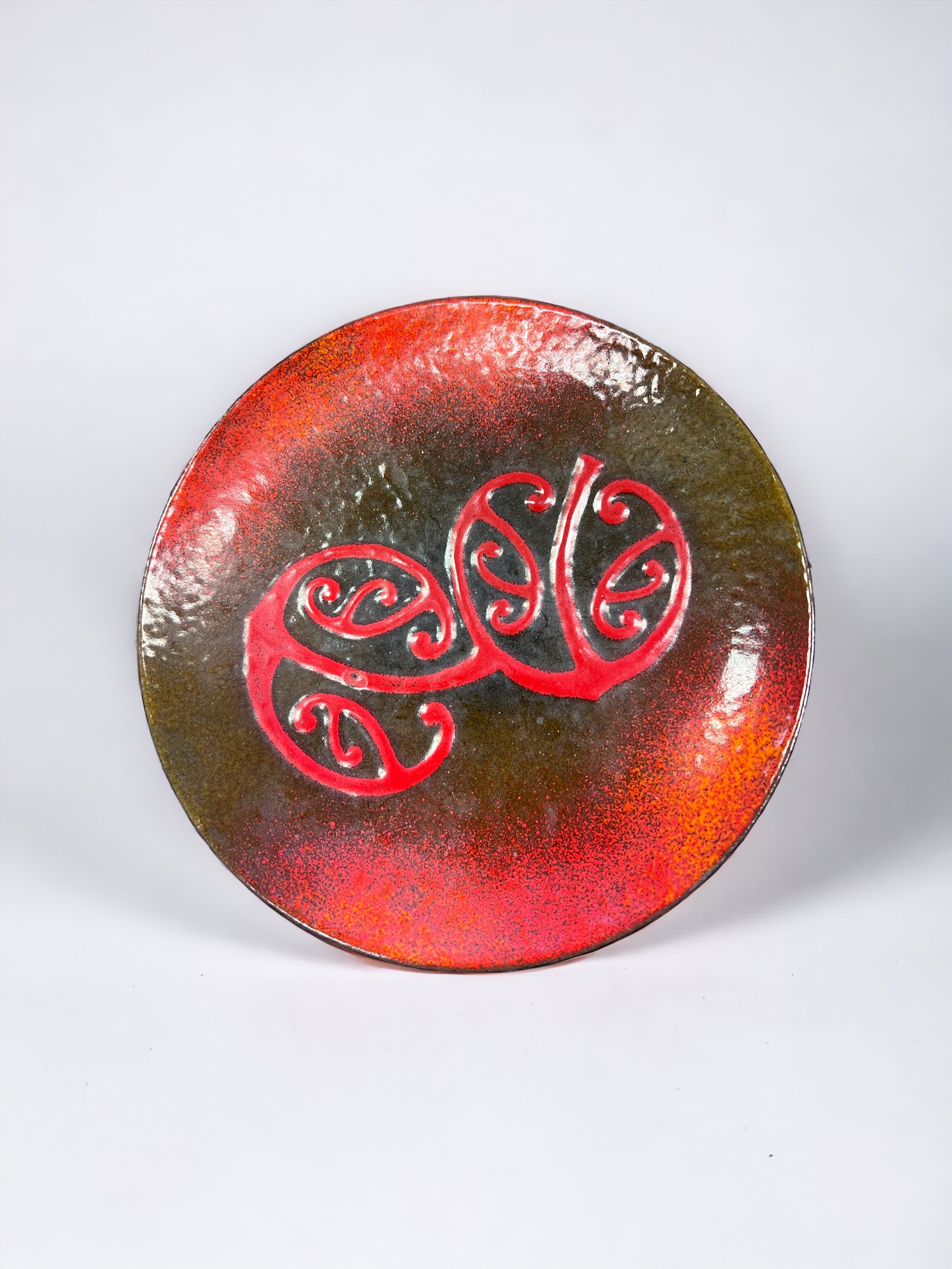 MCM Red Leaf Abstract Enamel (Pair)