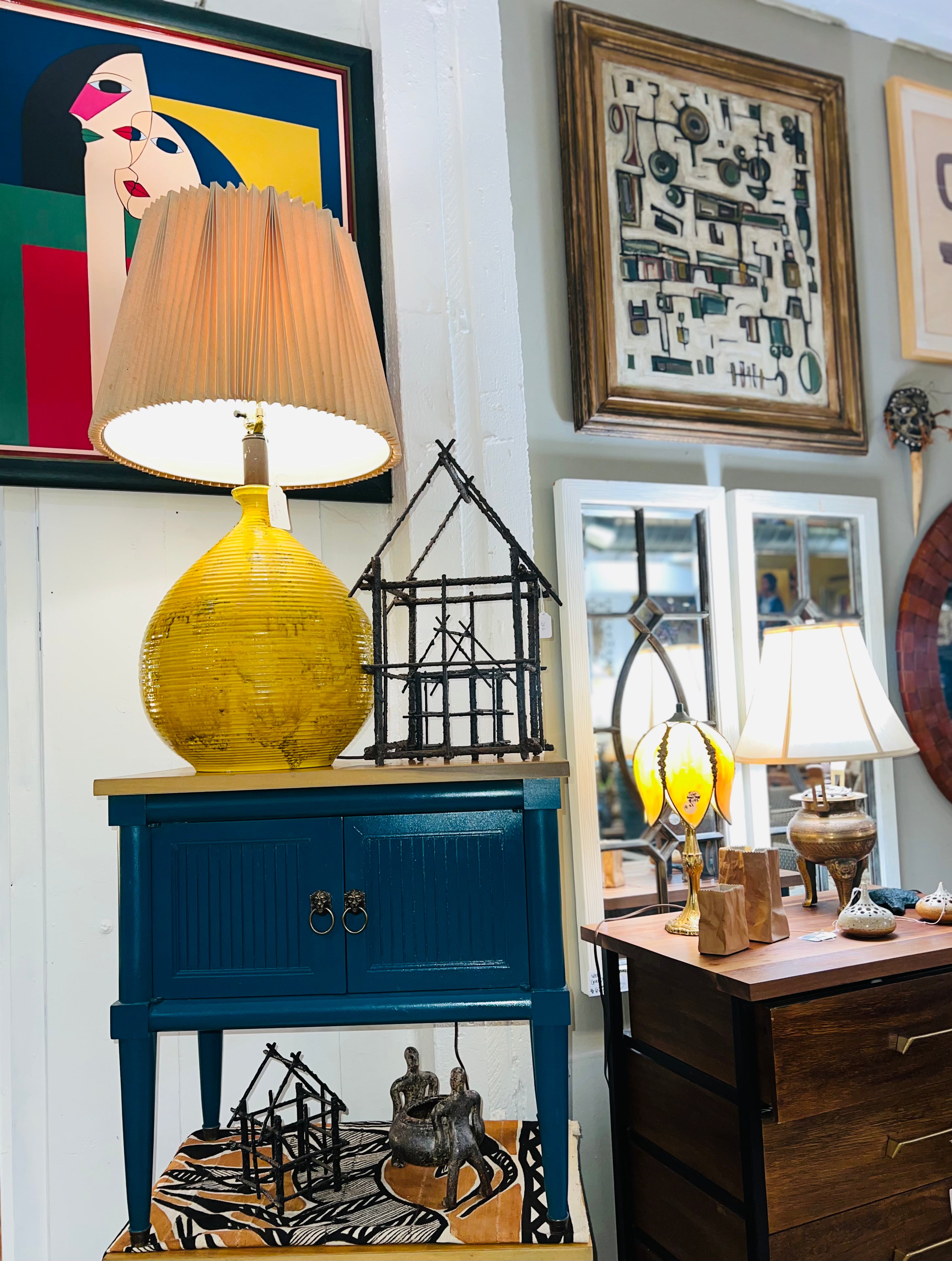Vintage Teal Side Tables (Pair)