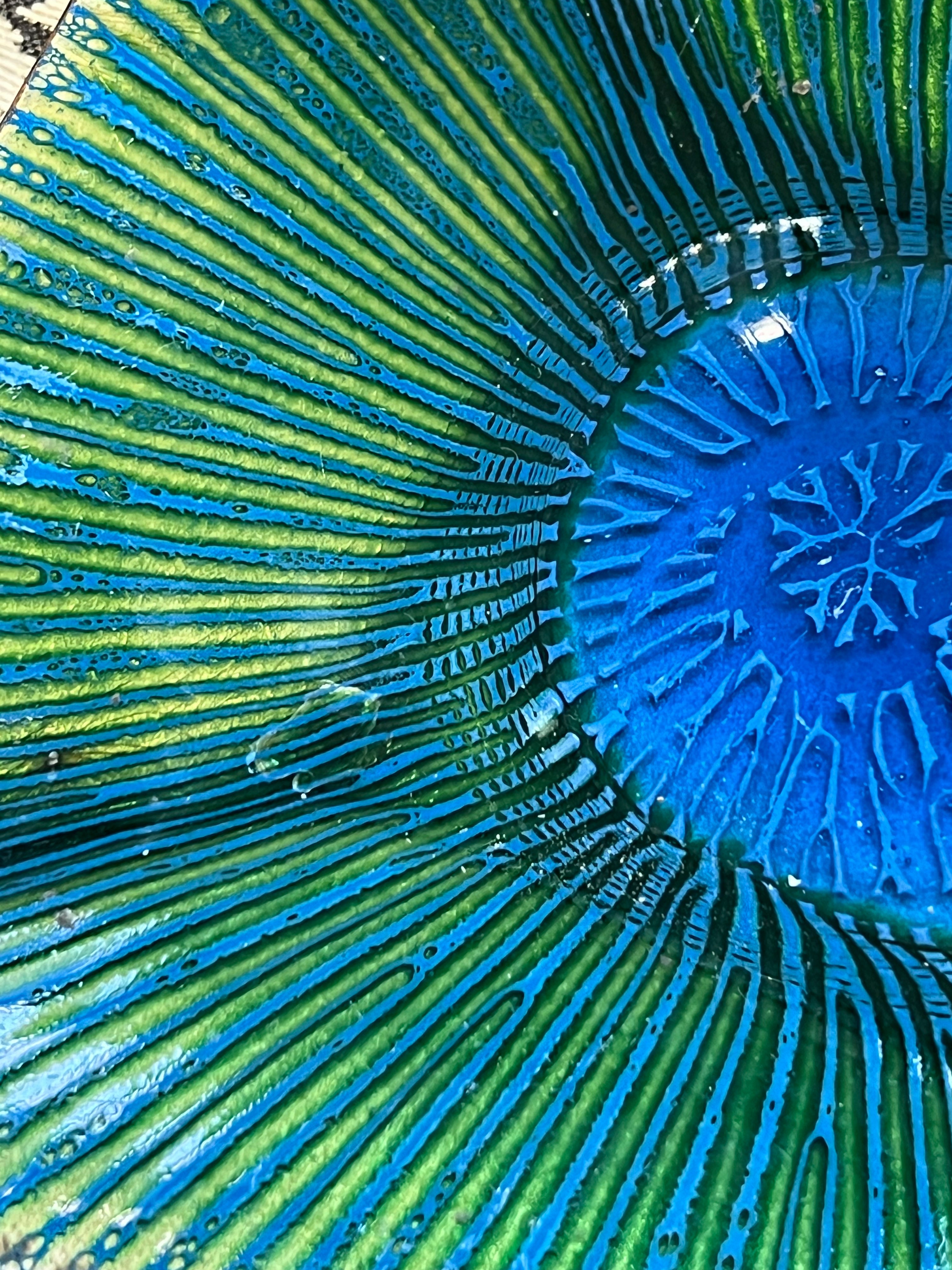“Annemarie Davidson” Blue And Gold Ghostline Square Dish