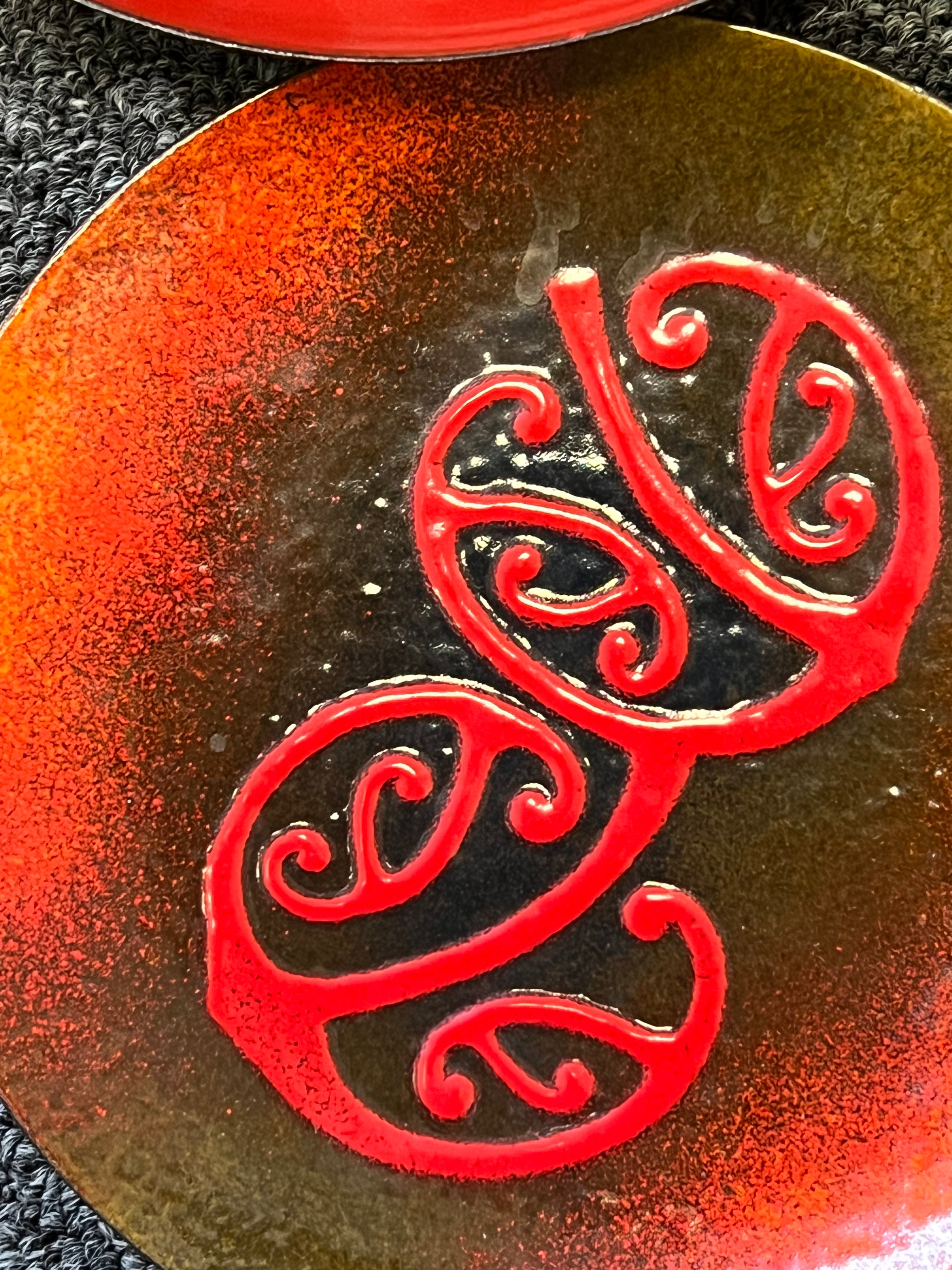 MCM Red Leaf Abstract Enamel (Pair)