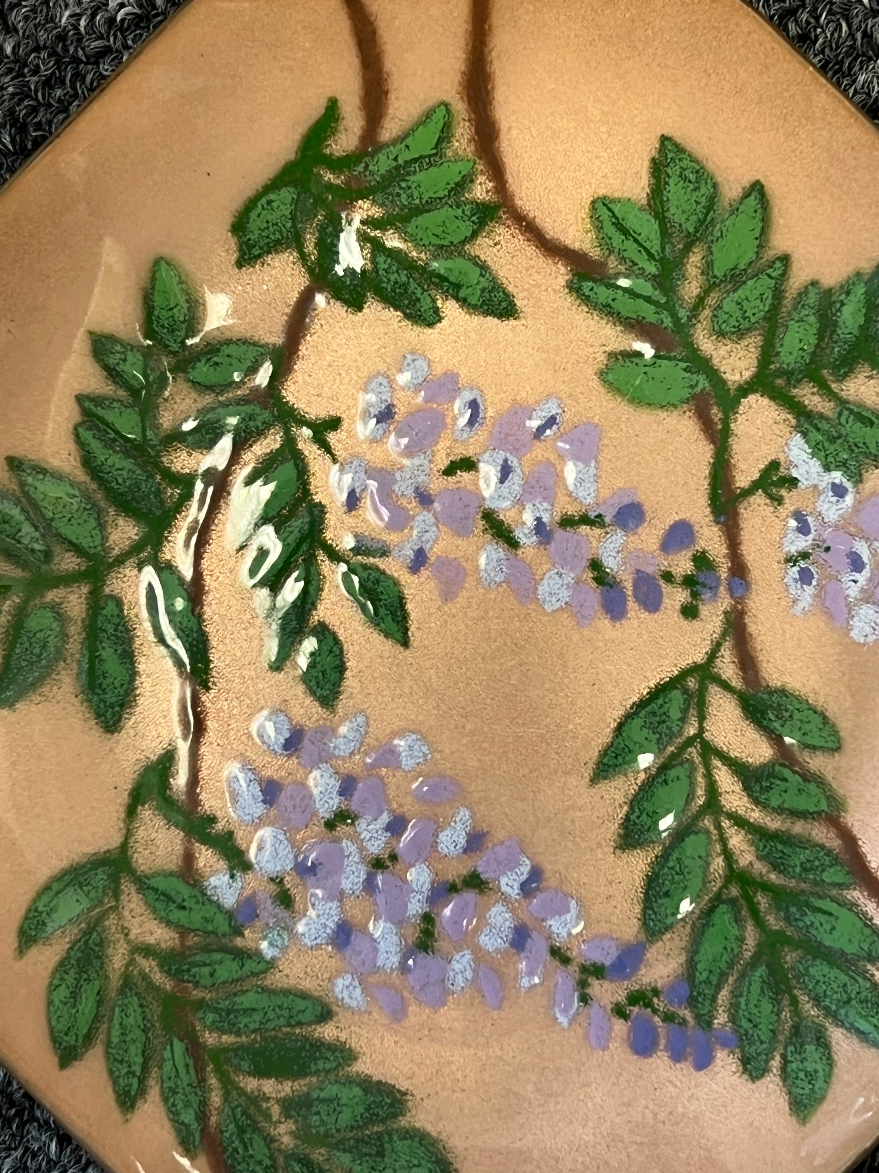 “Annemarie Davidson” Copper Floral Enamel Plate