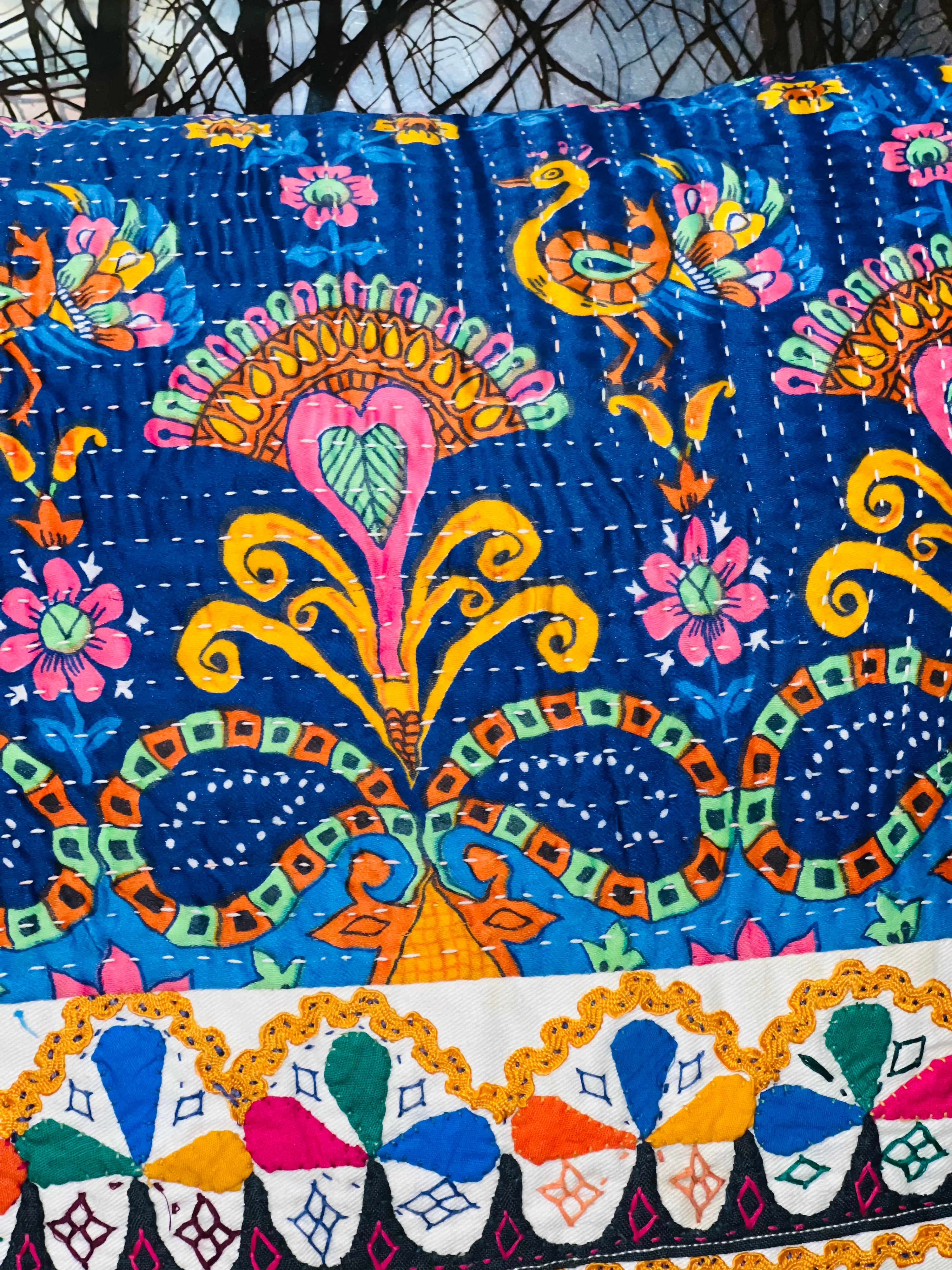 Bright Dual Kantha Cloth Pillow