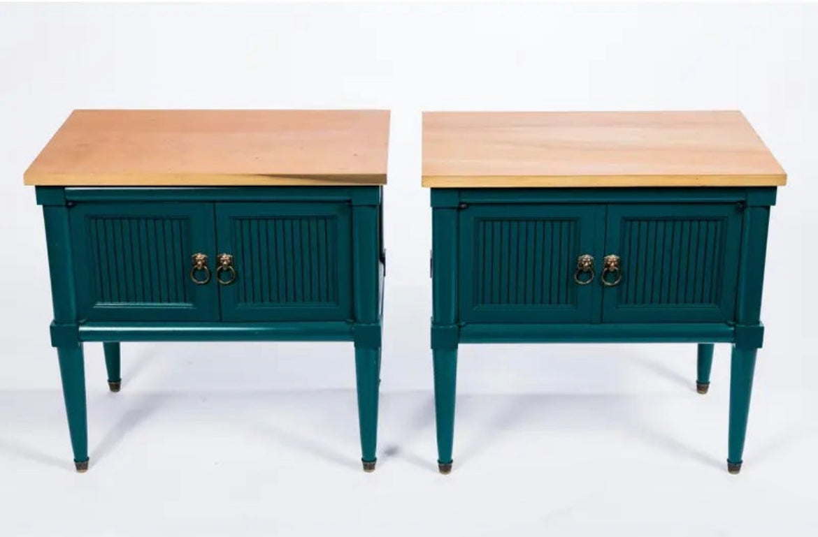 Vintage Teal Side Tables (Pair)